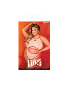Just Peachy Cut Out Halter Top & Cheeky Panty Nude QN