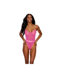 Mesh Underwire Teddy Hot Pink XXL